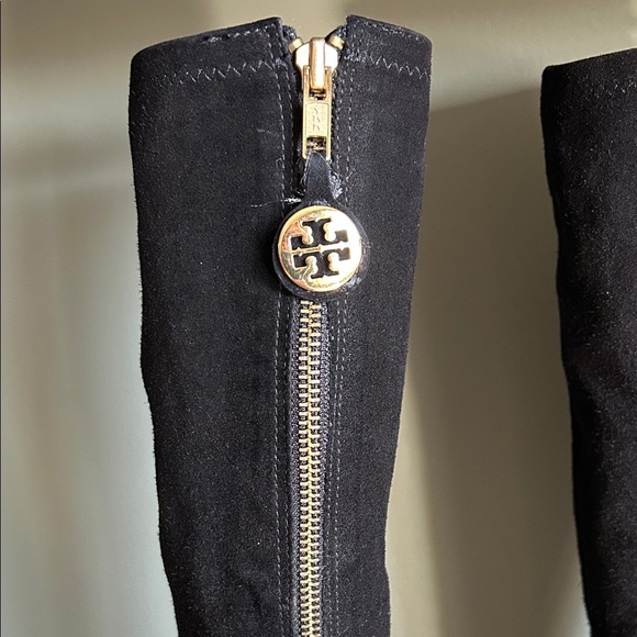Tory Burch Suede Boots with Gold Accents - Picture 4 of 14